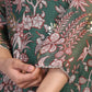 W for Woman Green Floral Print Dori Embroidery Straight Kota Doria Kurta