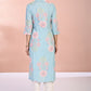 W for Woman Blue Floral Printed Thread Work Straight Rayon Kurta