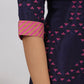 W for Woman Blue Floral Printed Straight Shantung Kurta