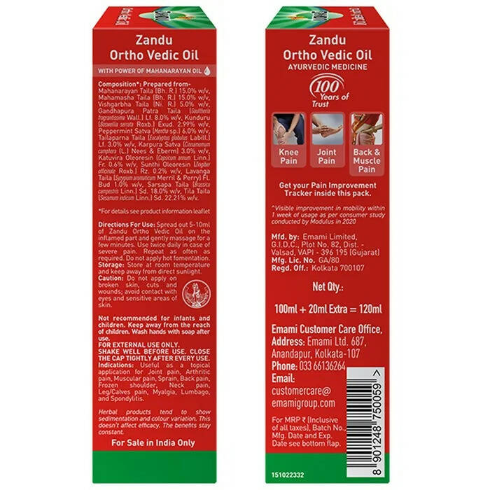 Zandu Ortho Vedic Knee & Joint Pain Oil - Swadesiicart