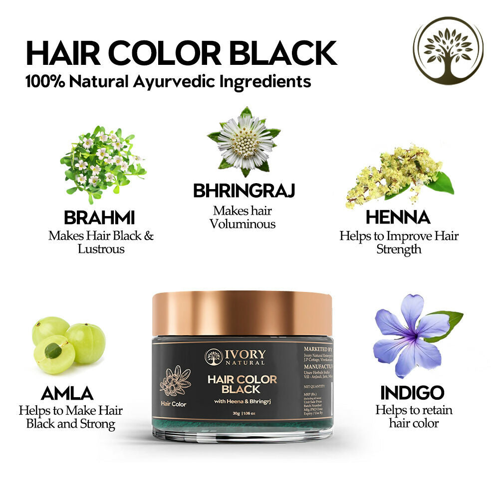 Ivory Natural Black Hair Color - Plant-Based Natural Hair Color - Both For Men Women | Swadesiicart