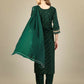 Jyoti Fashion Women's Dark Green Silk Blend Embroidery & Sequence work Kurta with Trouser & Dupatta | Swadesiicart