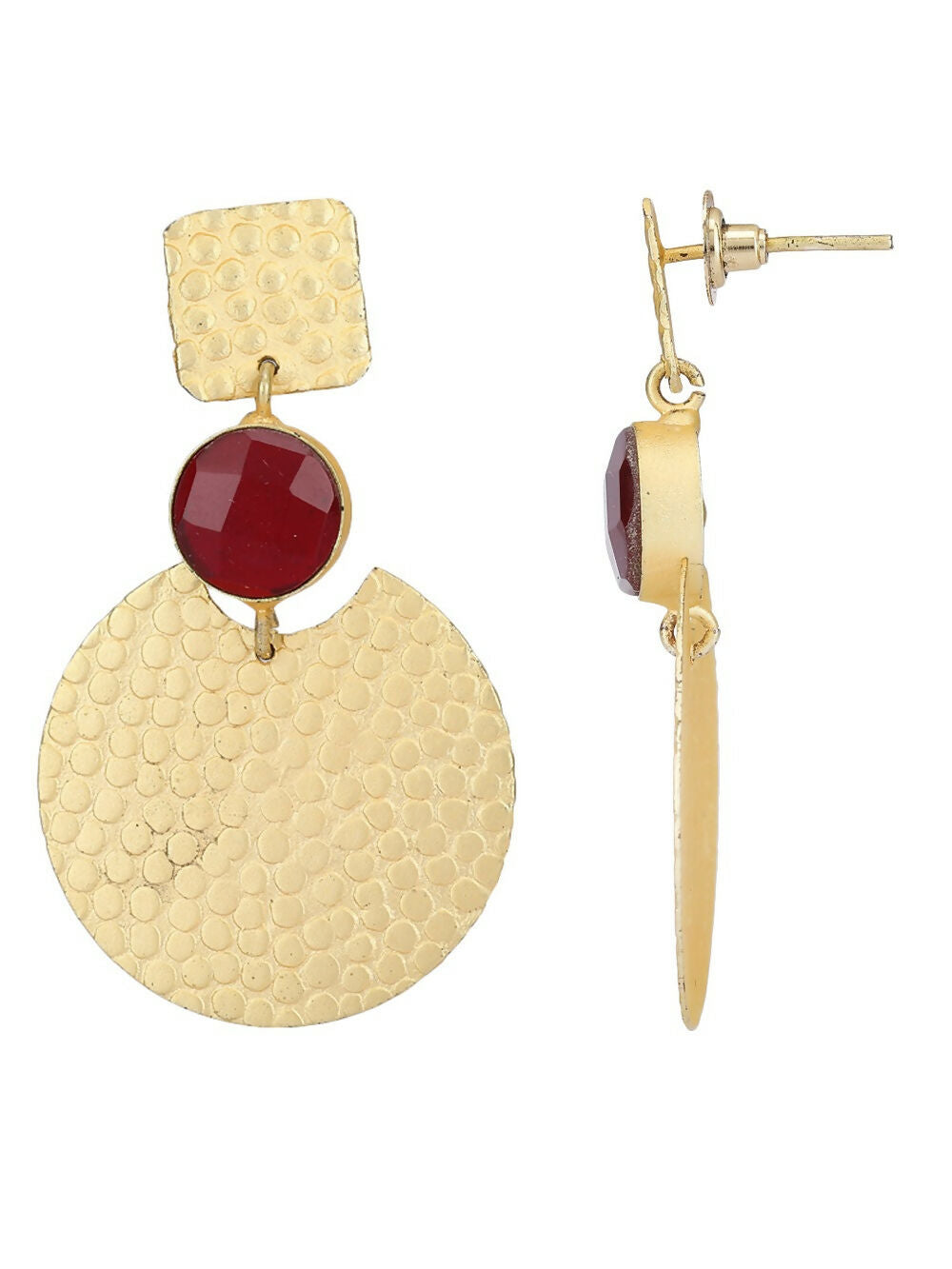 Joban Fashion Women Round Shape Matte Gold Earrings | Swadesiicart