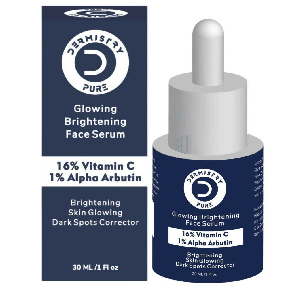 Dermistry Pure 16% Vitamin C 1% Alpha Arbutin Skin Light Bright Glowing Spot Corrector Face Serum - Swadesiicart