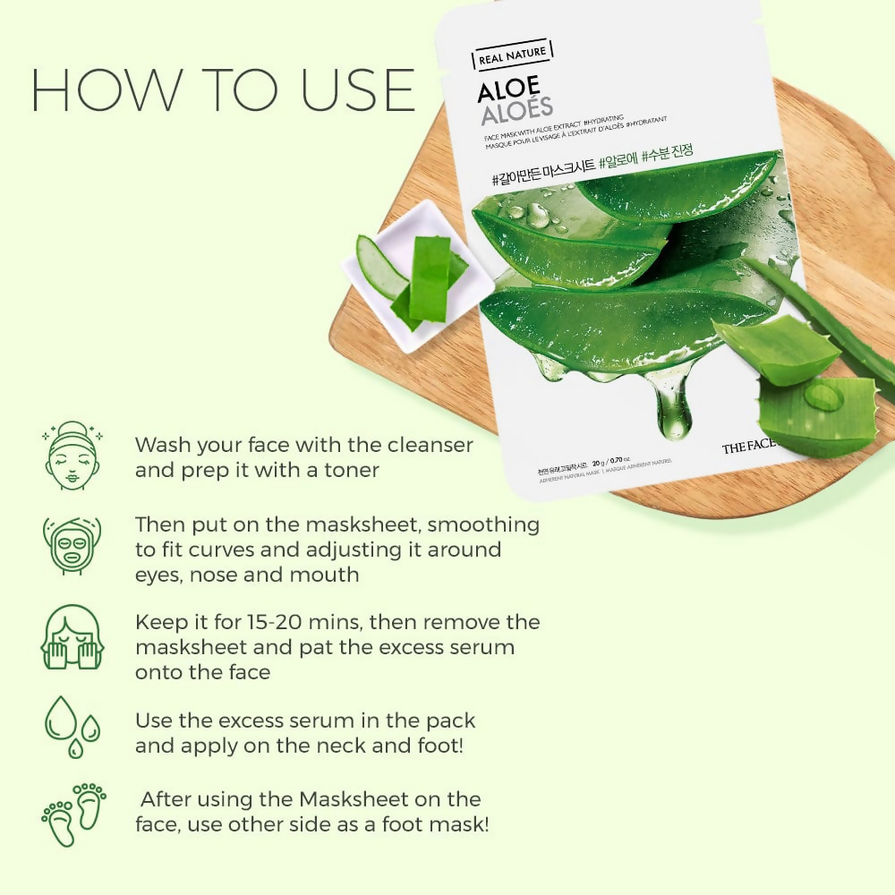 The Face Shop Real Nature Aloe Face Mask - Korean Skincare - Swadesiicart