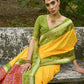 Vishnu Weaves Women's Yellow Banarasi Silk Woven Saree with Blouse - Swadesiicart