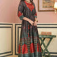 Juniper Green Satin Festive Printed Anarkali Flared Anarkali Kurta For Women | Swadesiicart