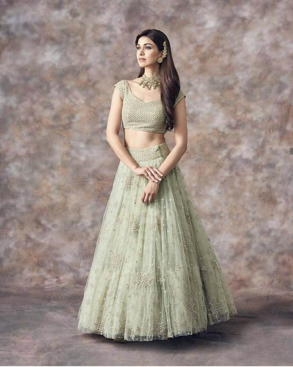 Jyoti Fashion Catching Aqua Green 3MM Sequin with Jari Embroidered Net Lehenga Choli with Dupatta | Swadesiicart