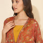 Janasya Women's Mustard Moss Solid Festive Crop Top Set | Swadesiicart