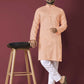 Anaita Orange Solid Soft Jacquard Silk Straight Kurta