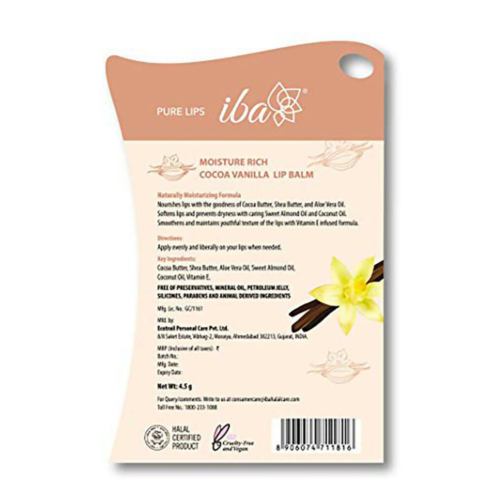 Iba Moisture Rich Lip Balm - Cocoa Vanilla - Swadesiicart