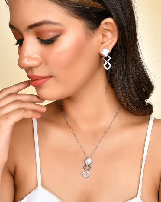 VOJ Stainless Steel Silver Silver Jewellery Set (Pack of 2) - VOJ (Valley Of Jewellery)
