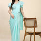 Light Blue Silk Satin Sequence Work Ready to Wear Saree with stitched Blouse - Nirvana | Swadesiicart