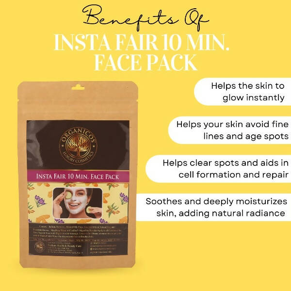 Organicos Insta Fair 10 Min Face Pack - Swadesiicart