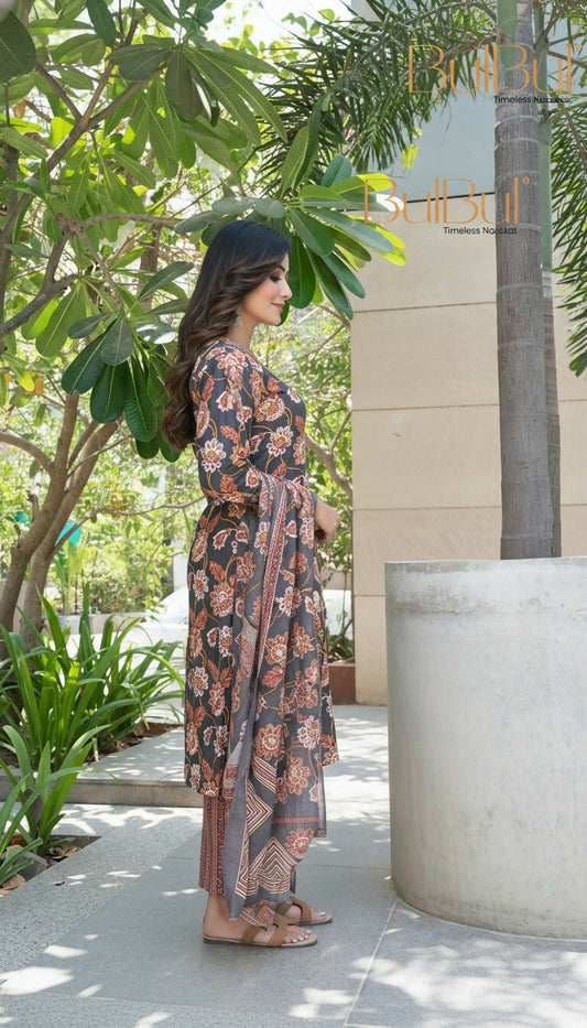 BulBul Fashionista Santoon Black Kurta Set with Dupatta - Swadesiicart