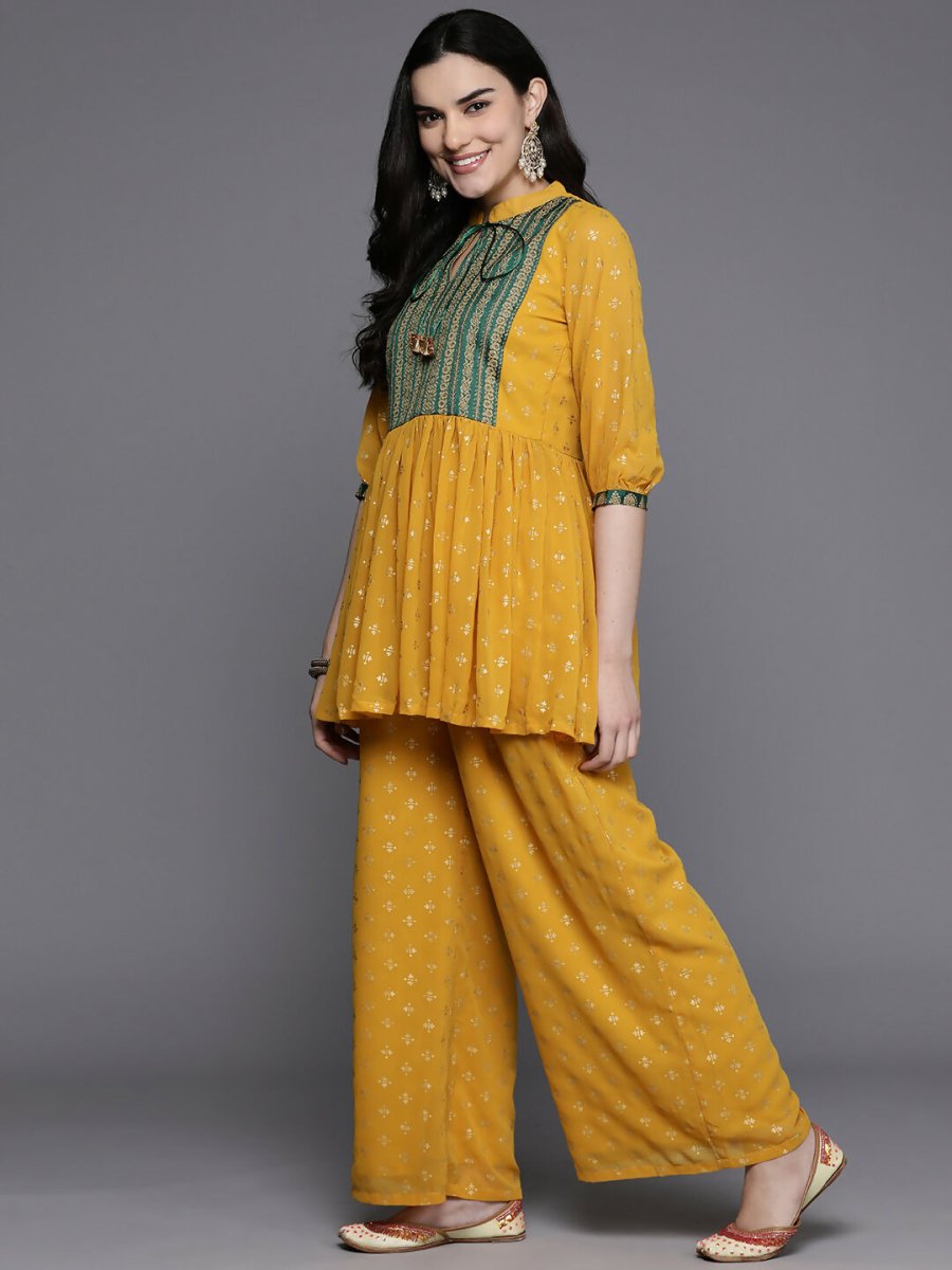 Ahalyaa Women's Traditional Wear Co-ods - Mustard - Swadesiicart