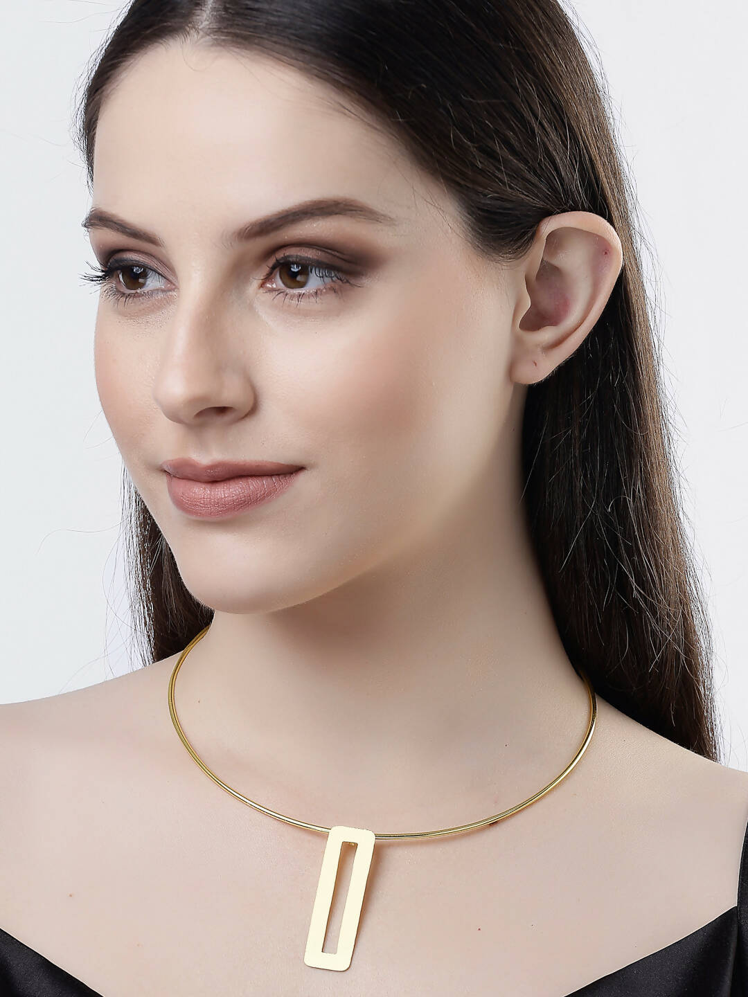 NVR Women Gold-Polished Circular Choker Necklace | Swadesiicart