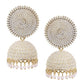 Mominos Fashion Joharkamal Gold-Polished Meenakari Jhumkas For Women & Girls (White) - Mominos Fashion