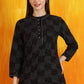 W for Woman Black Ikkat Yarn Dyed Pure Cotton Straight Tunic