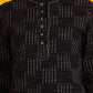 W for Woman Black Ikkat Yarn Dyed Pure Cotton Straight Tunic