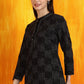 W for Woman Black Ikkat Yarn Dyed Pure Cotton Straight Tunic