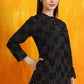 W for Woman Black Ikkat Yarn Dyed Pure Cotton Straight Tunic