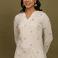 W for Woman Beige Stripes Rayon Straight Top in Curved Neck
