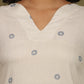 W for Woman Beige Stripes Rayon Straight Top in Curved Neck