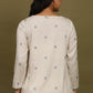 W for Woman Beige Stripes Rayon Straight Top in Curved Neck