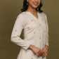 W for Woman Beige Stripes Rayon Straight Top in Curved Neck