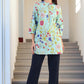 W for Woman Blue Floral Printed Tunic with Floral Thread Embroidery