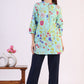 W for Woman Blue Floral Printed Tunic with Floral Thread Embroidery