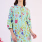 W for Woman Blue Floral Printed Tunic with Floral Thread Embroidery