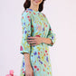W for Woman Blue Floral Printed Tunic with Floral Thread Embroidery