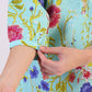 W for Woman Blue Floral Printed Tunic with Floral Thread Embroidery