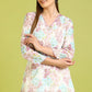 W for Woman White Floral Printed Cotton Crinkle Crepe Ethnic Top
