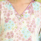 W for Woman White Floral Printed Cotton Crinkle Crepe Ethnic Top
