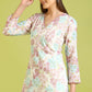 W for Woman White Floral Printed Cotton Crinkle Crepe Ethnic Top