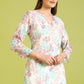 W for Woman White Floral Printed Cotton Crinkle Crepe Ethnic Top