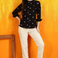 W for Woman Black Printed Pure Cotton Button Down Shirt