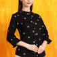 W for Woman Black Printed Pure Cotton Button Down Shirt