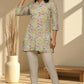 W for Woman Blue Floral Printed Cotton Crepe Tunic with Lace