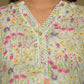 W for Woman Blue Floral Printed Cotton Crepe Tunic with Lace