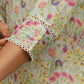 W for Woman Blue Floral Printed Cotton Crepe Tunic with Lace