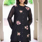 W for Woman Black Embroidered Floral Thread Work Straight Kota Tunic