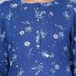 W for Woman Blue Floral Printed Beaded Rayon Flax Top