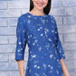 W for Woman Blue Floral Printed Beaded Rayon Flax Top