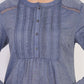 W for Woman Blue Solid Embroidered Flared Cotton Top