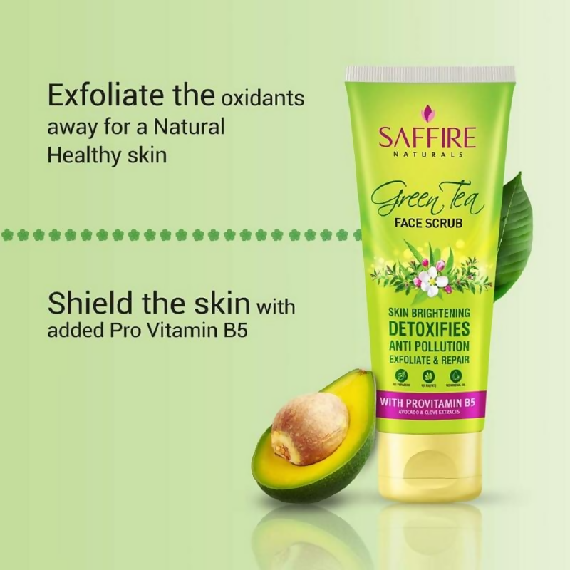 Saffire Naturals Green Tea Scrub With Provitamin B5 - Swadesiicart