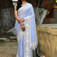 Joban Fashion Silver Crepe Chiffon Pure Handloom Banarasi Silk Saree | Swadesiicart